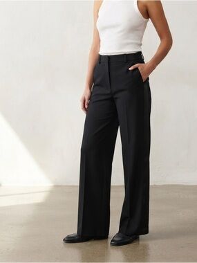 Zara Sz XS Black Tuxedo Strip Wide Leg Tailored Office Pants